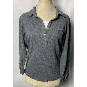 Basic Editions Women Long Sleeves Top Size L Gray